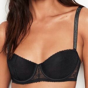 VICTORIA SECRET Very Sexy Lightly-Lined Rhinestone Shine Strap Balconette Bra